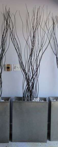 Modern Metal Planter with Decorative Branches And Stone Filler, 7', (Planter, 27.5")