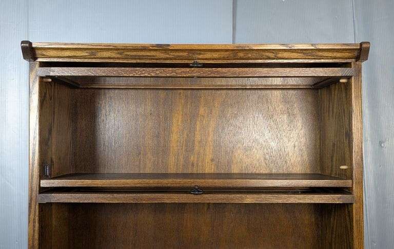 Four-Tier Wood Barrister Bookcase with Glass Fronts