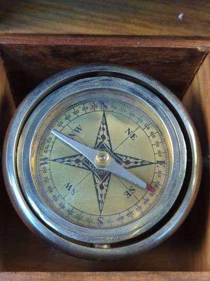 Nautical Compass in Wood Box