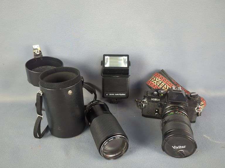 Sears KSX 35mm Film Camera with Vivitar Lens and Accessories