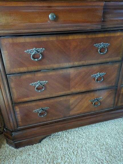 Wood Dresser With Framed Mirror