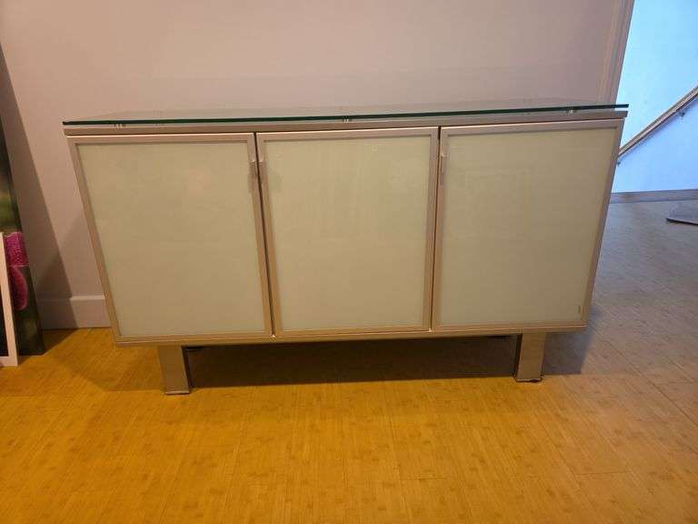 Modern Glass Top Cabinet/Buffet, Bidder Repsonsible For Proper Removal