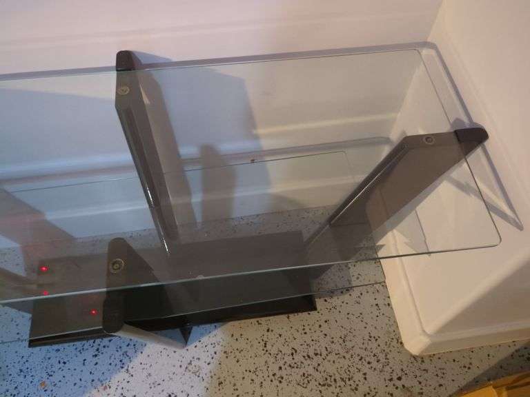 Modern Glass and Wood Display Shelf