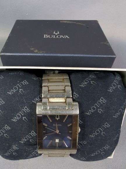 Bulova Silver Toned Stainless Steel Watch, In Box With Spare Links