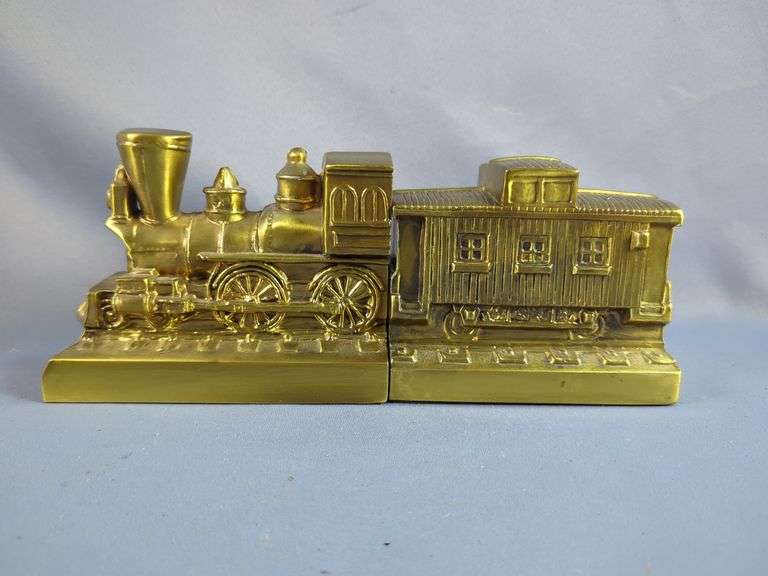 PM Craftsman Brass Train Engine & Caboose Bookends
