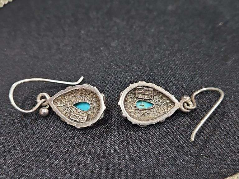 Sterling Silver and Turquoise Necklace and Earring Set