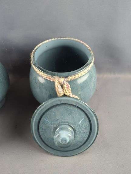 Decorative Covered Jars With Rope Accents