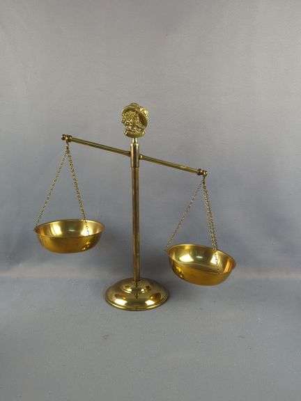Brass Scale with Canisters and Tray