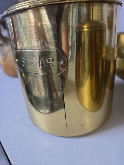 Brass Scale with Canisters and Tray