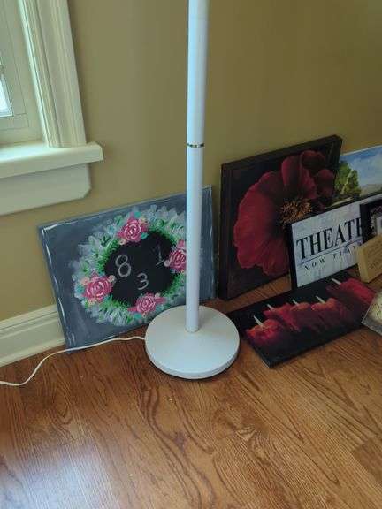 Mid-Century Style White Torchiere Floor Lamp