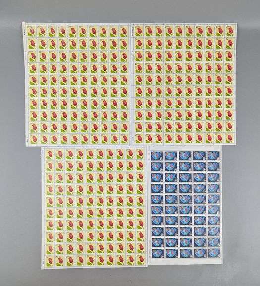US Postage Stamps: Tulip & Heart-World Sheets