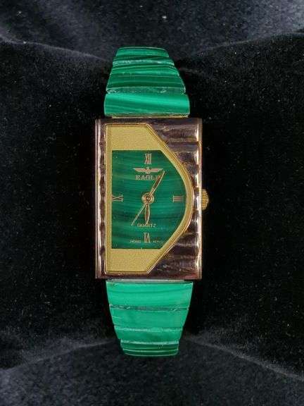Eagle Quartz Ladies Watch with Malachite Band, Unknown Working Order