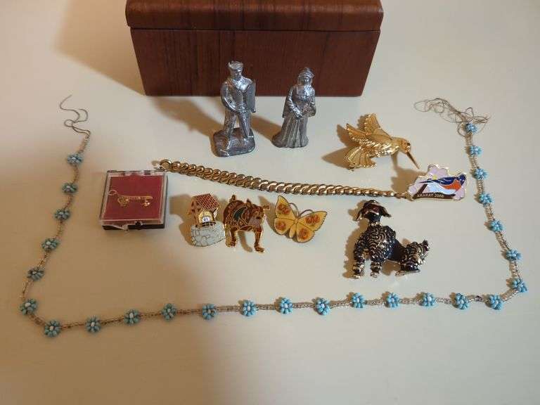 Ararat Shrine Jewelry Box with Assorted Costume Jewelry and Figurines