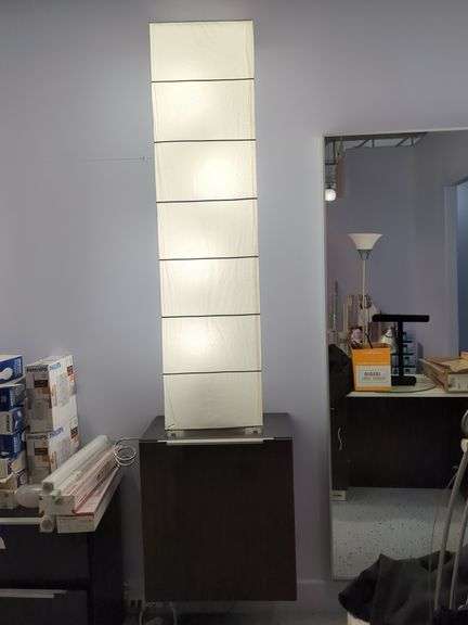 Modern Paper Tall Floor Lamp And Floating Cabinet