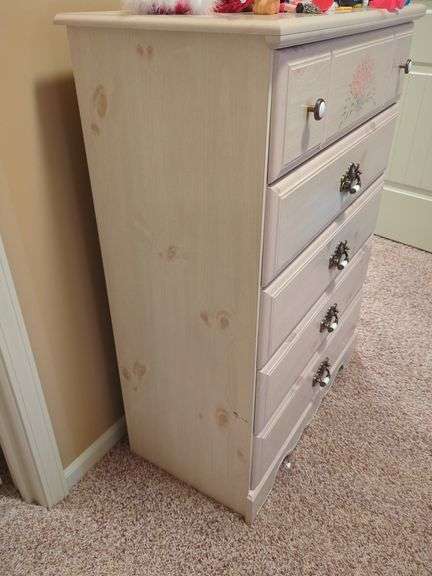 Five Drawer Dresser with Floral Design