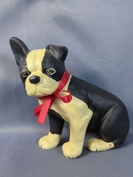 Cast Iron Dog Statue, Horse Figurine, Frog Trivet, and Bulldog Bottle Opener