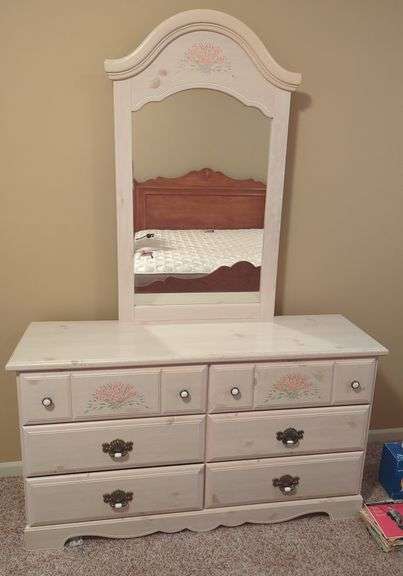 Painted Wood Dresser with Mirror