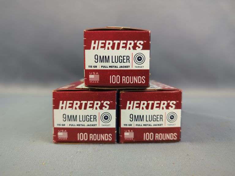 Herter's 9mm Luger Ammo, Approx 300 Rds, Local Pickup Only