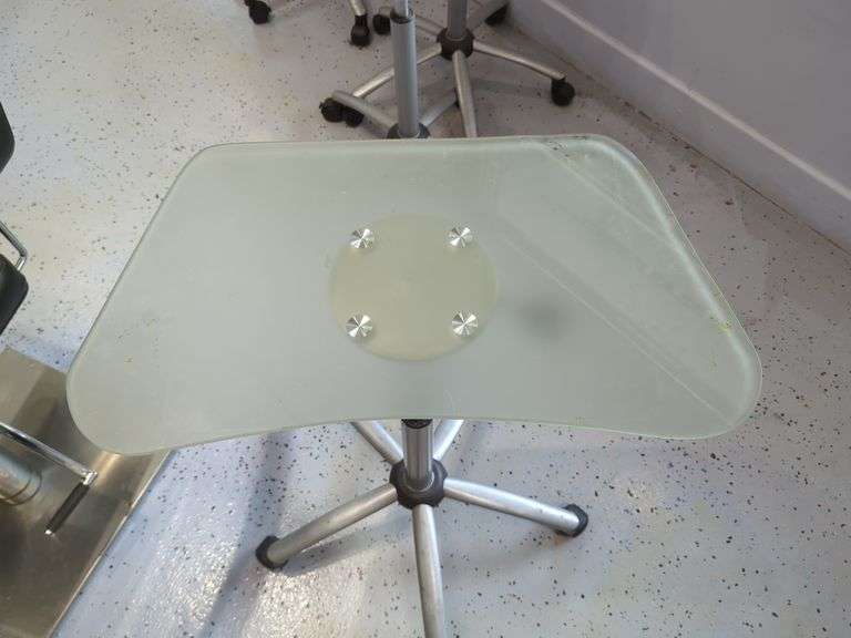 Jewell Adjustable Height Rolling Salon Table with Frosted Glass Top