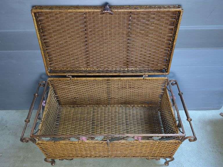 Wicker Trunk Chest with Ornate Metal Accents