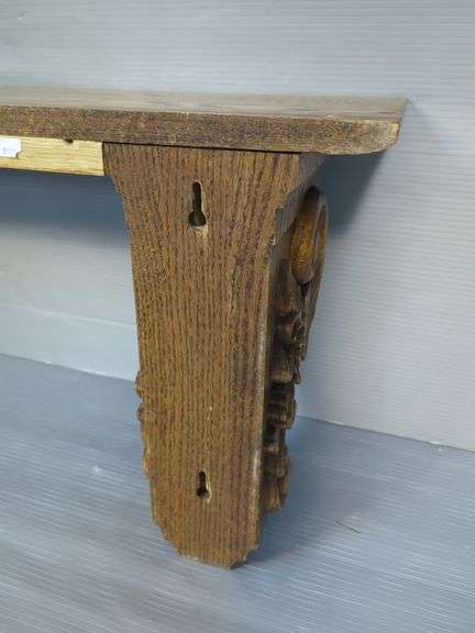 Decorative Wooden Wall Shelf With Carved Corbels