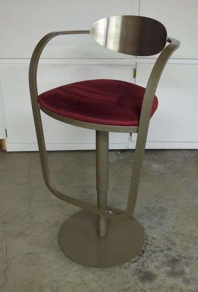 Modern Style Swivel Bar Stool With Upholstered Seat