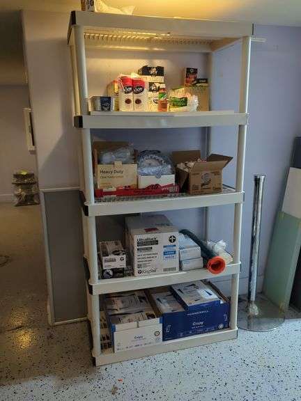 Plastic Shelving Unit,  Contents NOT Included, Bidder Repsonsible For Proper Removal, Thursday Pick Up Only