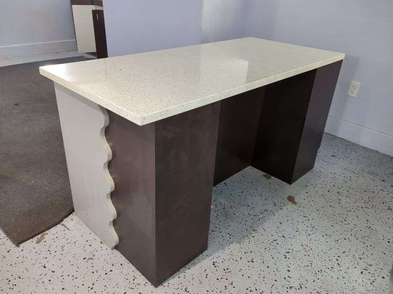 Reception or Salon Desk with Faux Stone Top