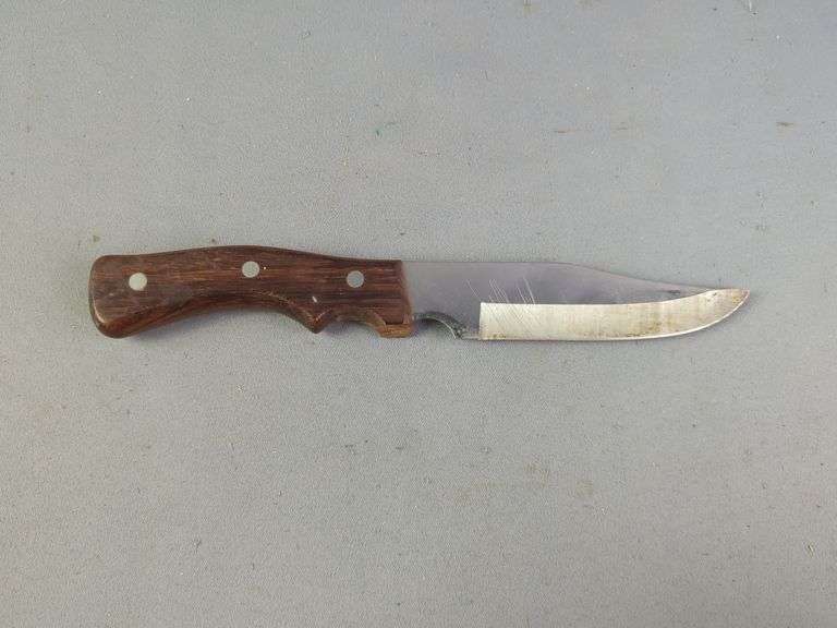 Imco Original Bowie Knife, 6" Blade, Hanson Fixed Blade Knife, 5.5" Blade, And L. Lutner Fixed Blade Knife, 10.5", All In Leather Sheaths