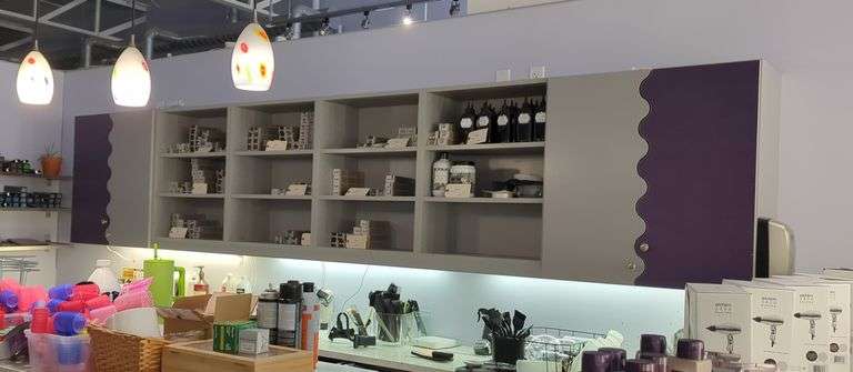 Salon Shelf With Enclosed Cabinet Ends, Bidder Responsible For Proper Disassembly And Removal, Pick Up Last Day Of Load Out ONLY, Contents Not Included