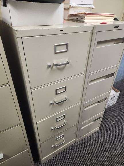 Hon 4-Drawer Upright File Cabinet, Qty 2, Mild Wear
