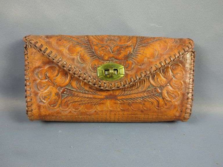 Tooled Leather Clutch Purse