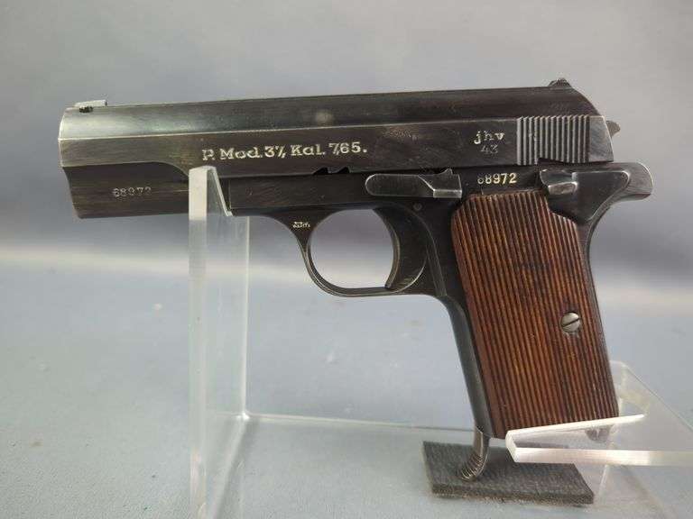Hungarian P. Mod 37 7.65mm Pistol SN# 68972, 2 Total Mags, In Leather Holster On Belt With Nazi Buckle