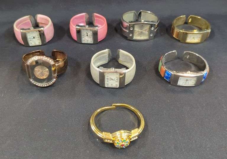 Ladies Cuff Wrist Watches, Including Geneva, Lily, and Ronica, Qty 8