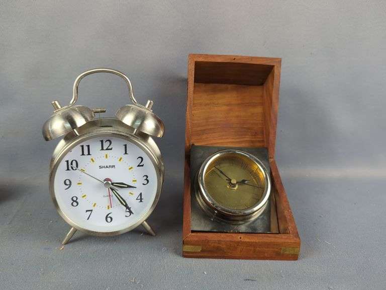 Variety of Alarm Clocks Including 'Dynamite' Clock and Wood Cased Clock