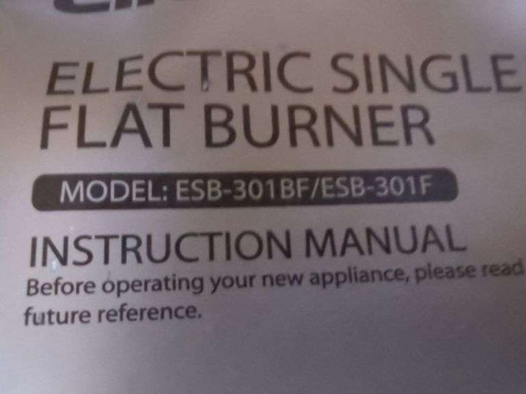 Elite Gourmet Electric Single Flat Burner With Instructions