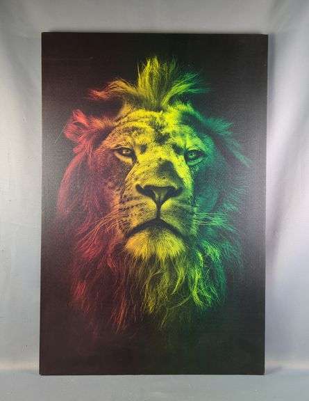 Lion Rasta Color Canvas Art Print, 36" x 24"