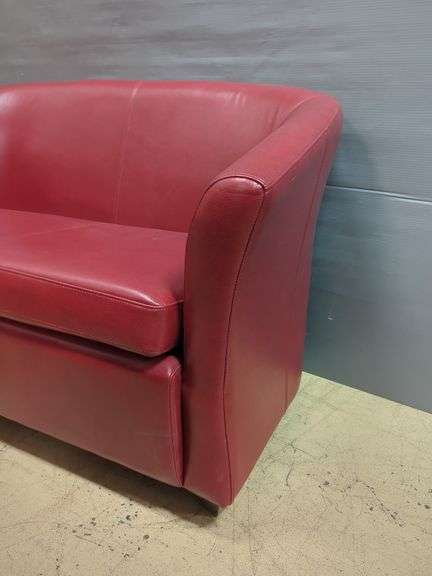 Red Faux Leather Loveseat Sofa