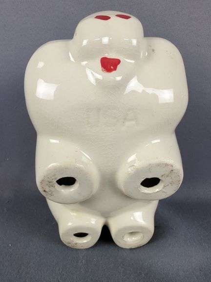 Hand Painted Ceramic Piggy Bank With Red Bow Decoration