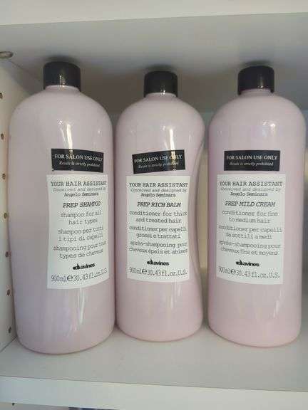 Davines Your Hair Assistant Prep Shampoo, Prep Rich Balm, Prep Mild Cream, 900ml