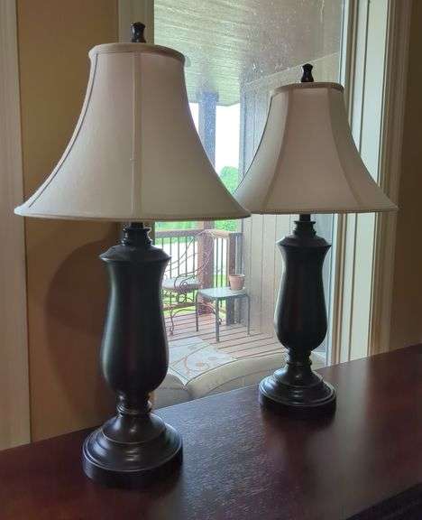 Traditional Style Table Lamps with Shades, Qty 2