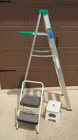 Werner 6-Foot Ladder, Cosco Step Stool and Small Folding Stool - Lot of 3