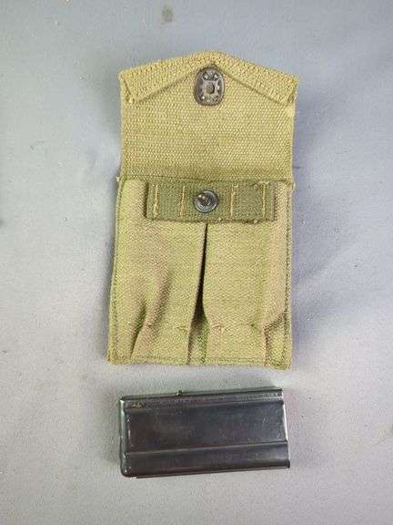 Metal Mags, Qty 3, One Is For .30 Caliber And Has USMC Dual Mag Pouch, Two Are Unmarked, And .30 Cal Ammo, Approx 15 Rds, Local Pickup Only