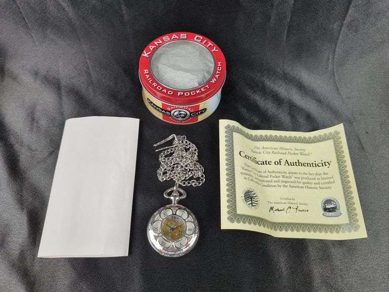 Kansas City Railroad Pocket Watch with Chain and Certificate, Unknown Working Order