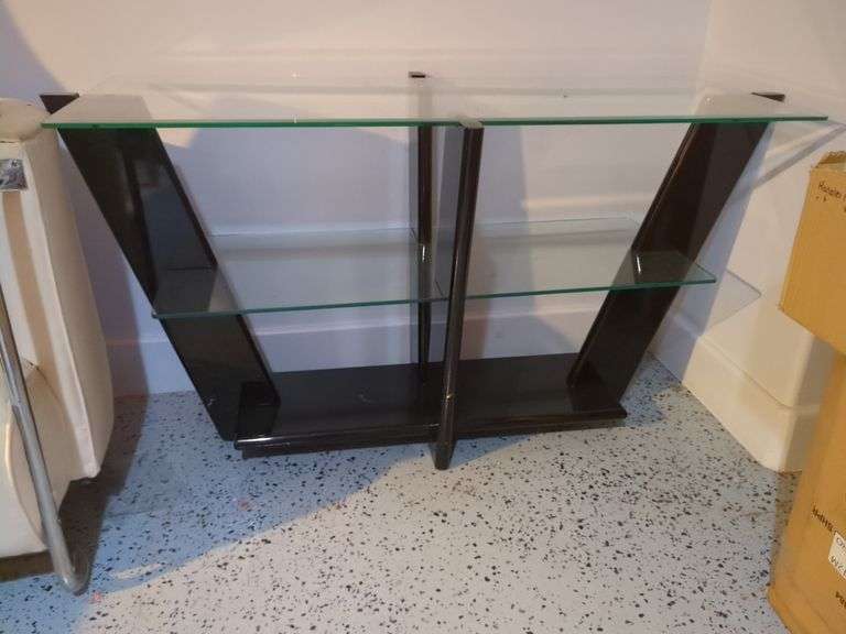 Modern Glass and Wood Display Shelf