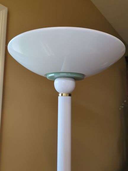 Mid-Century Style White Torchiere Floor Lamp
