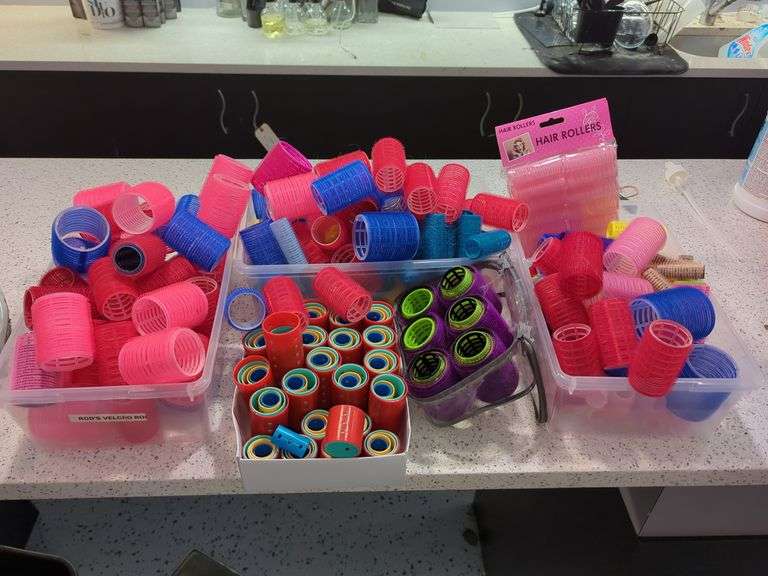 Velcro Hair Curlers And Plastic Rollers, Various Sizes