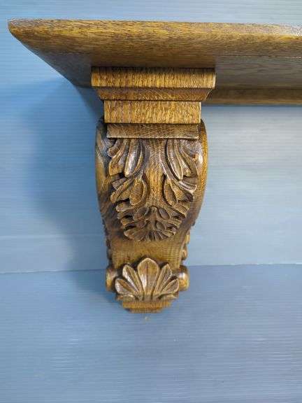 Decorative Wooden Wall Shelf With Carved Corbels