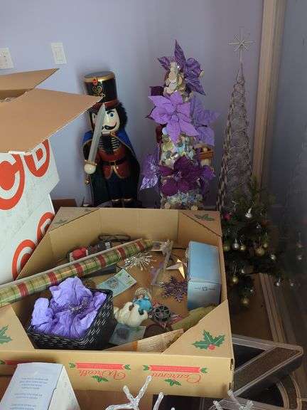 Christmas Decor Including Nutcrackers, Ornaments and Decor, Contents Of Corner Accept Window Contents