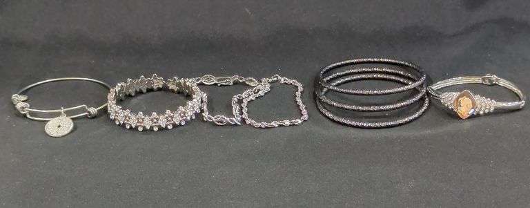 Ladies Rhinestone and Silver Toned Bracelets QTY 8